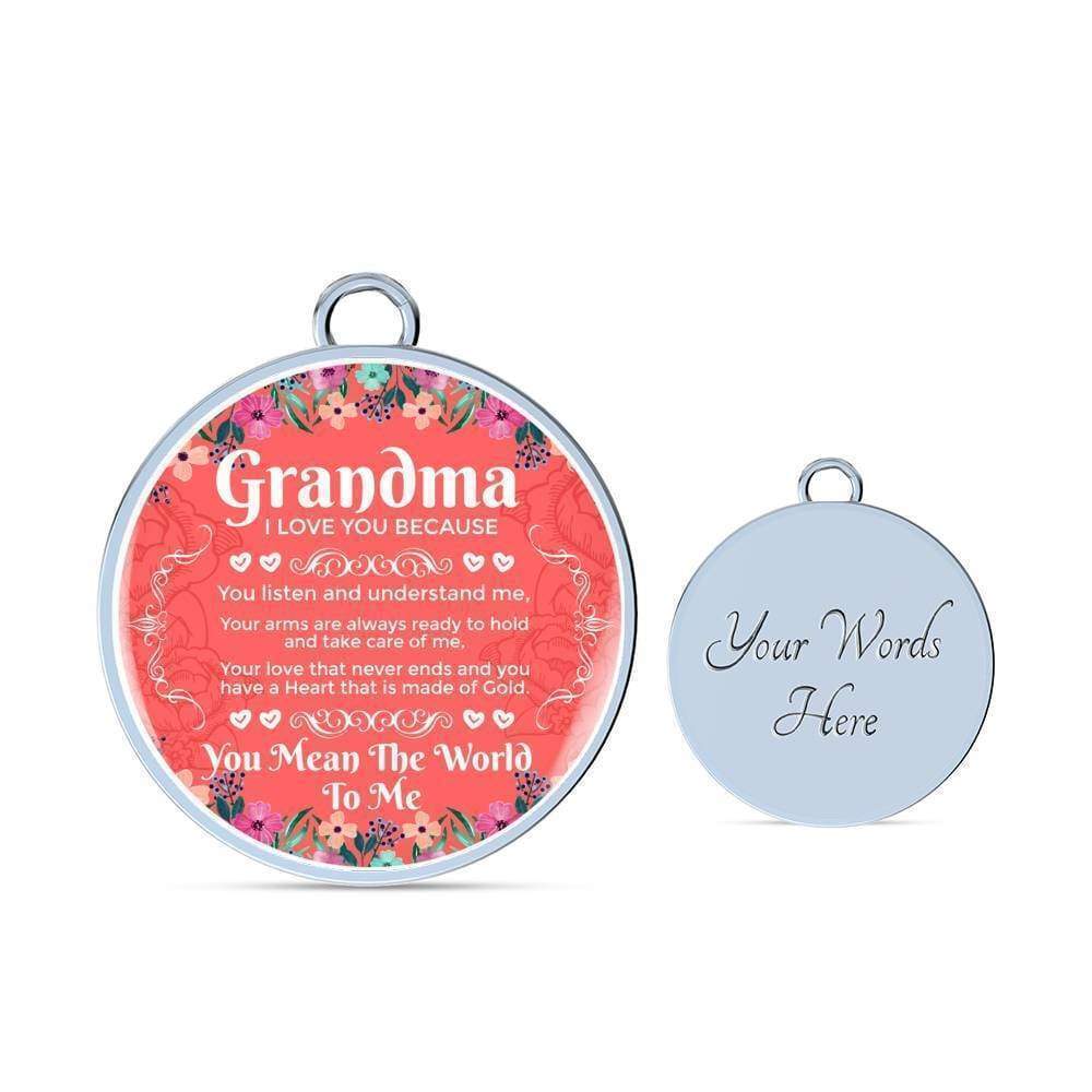 Grandma I Love You Personalized Engraved Silver Circle Bangle Bracelet Custom